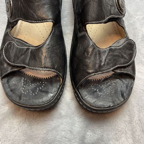 Hallux Fidelio Gini G Sandals Womens EU42/US 11 Black Leather Slip On Comfort - Picture 3 of 10